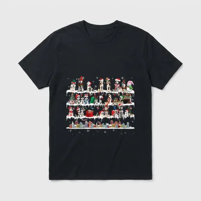 Husky Weihnachts-Schneeschichten Weihnachtsmann-Hund T-Shirt – Klassisches T-Shirt in Schwarz