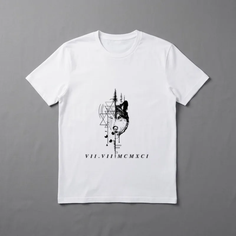 Wolf Husky Inked-style full T-Shirt – Klassisches T-Shirt in Schwarz