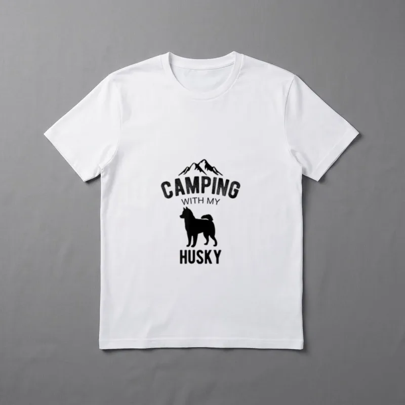 Camping mit My Husky T-Shirt – Klassisches T-Shirt in Schwarz