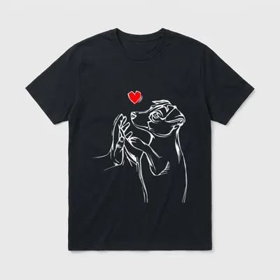 Jack Russell Terrier Liebe T-Shirt – Weißer Strichhund mit rotem Herz über den Händen – Klassisches T-Shirt in Schwarz