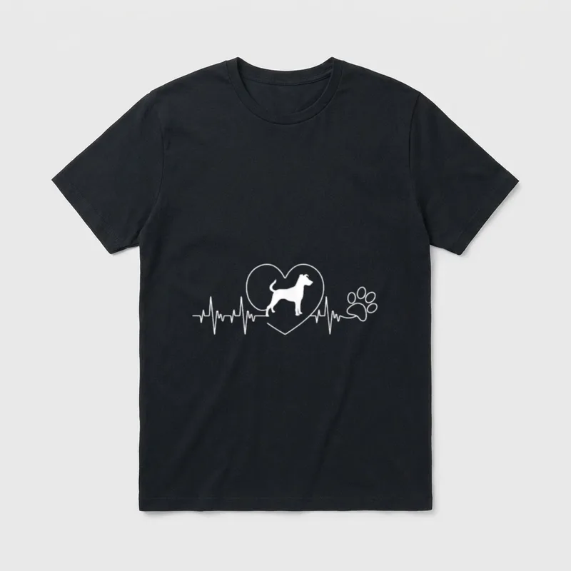 Jack Russell Terrier Heartbeat T-Shirt – Klassisches T-Shirt in Schwarz