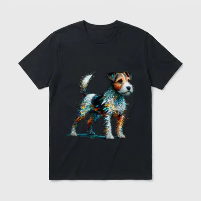 Polygon Art Parson Russell T-Shirt – Klassisches T-Shirt in Schwarz