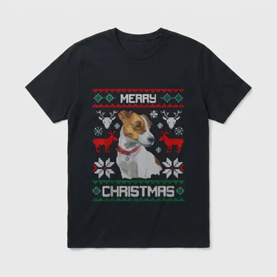 Jack Russell Merry Christmas T-Shirt – Klassisches T-Shirt in Schwarz