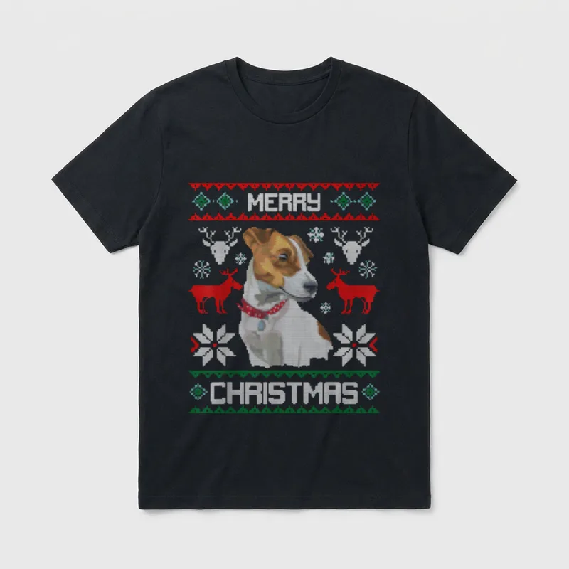 Jack Russell Merry Christmas T-Shirt – Klassisches T-Shirt in Schwarz