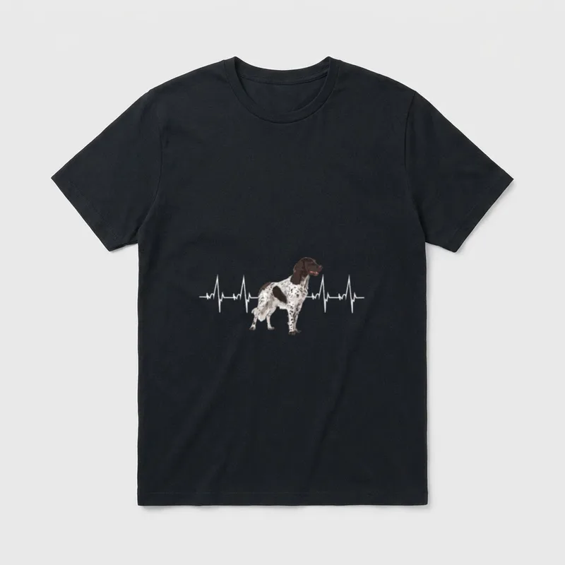 Kleiner Münsterländer Hund Heartbeat T-Shirt – Klassisches T-Shirt in Schwarz