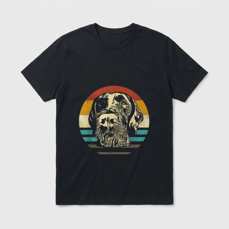 Deutsch Drahthaar Jagdhund Jäger T-Shirt 0027 – Klassisches T-Shirt in Schwarz