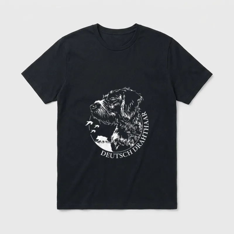 Deutsch Drahthaar Jagdhund Jäger Hundeportrait T-Shirt – Klassisches T-Shirt in Schwarz