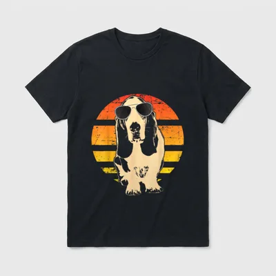 Retro Basset Hound Idee T-Shirt – Klassisches T-Shirt in Schwarz