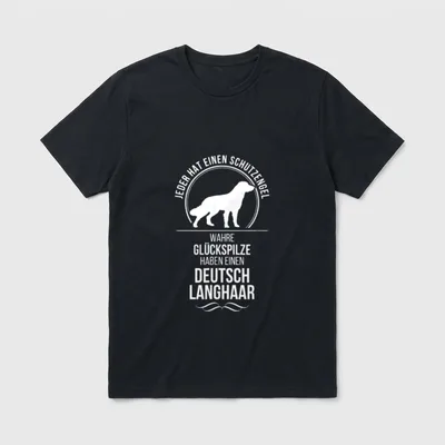 Deutsch Langhaar Schutzengel Hunde T-Shirt – Klassisches T-Shirt in Schwarz