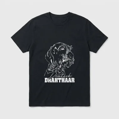 Deutsch Drahthaar Hund Hundeportrait T-Shirt – Klassisches T-Shirt in Schwarz