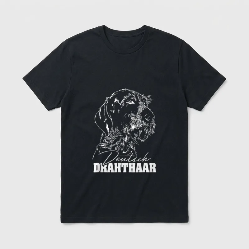 Deutsch Drahthaar Hund Hundeportrait T-Shirt – Klassisches T-Shirt in Schwarz