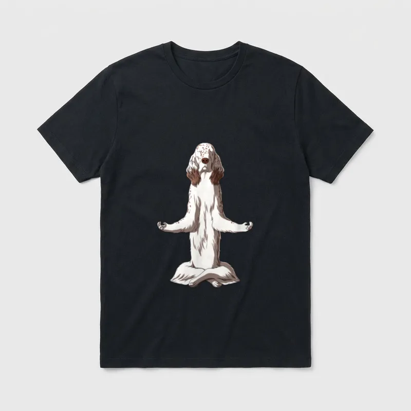 Witziger Yoga Hund English T-Shirt – Klassisches T-Shirt in Schwarz