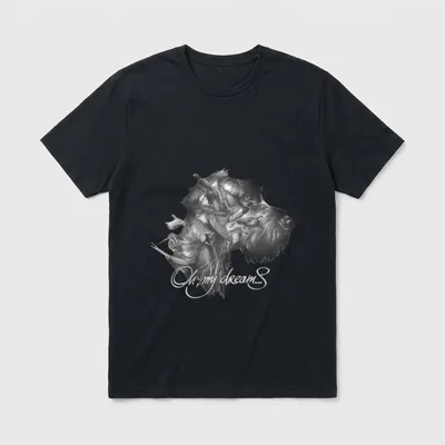 Deutsch Drahthaar Buckel T-Shirt – Hundekopf aus Jagdwild mit dem Schriftzug Oh, my dreams – Klassisches T-Shirt in Schwarz