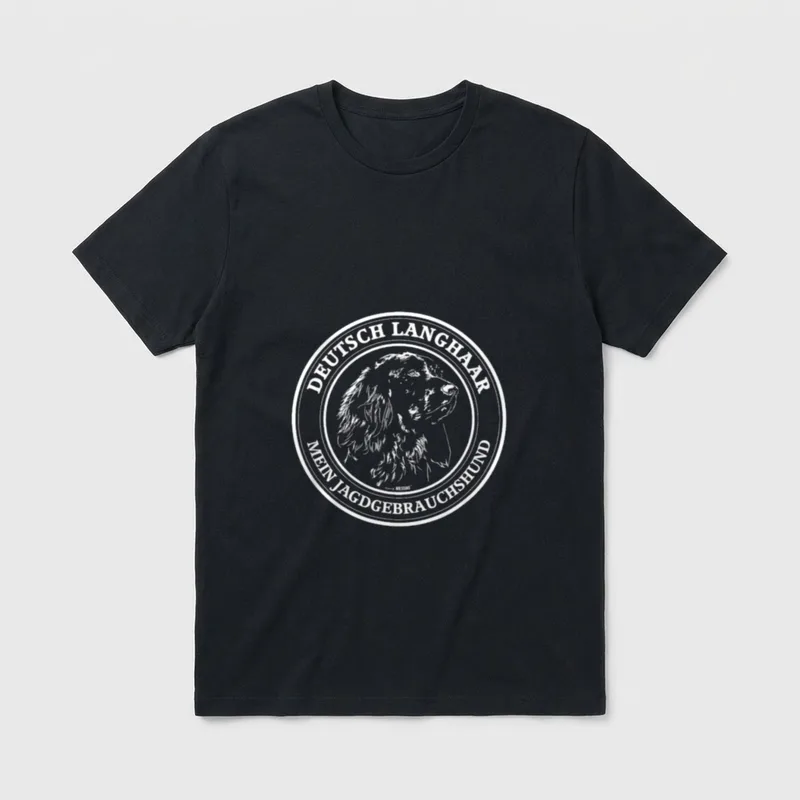 Deutsch Langhaar Jagdgebrauchshund Jäger T-Shirt – Klassisches T-Shirt in Schwarz