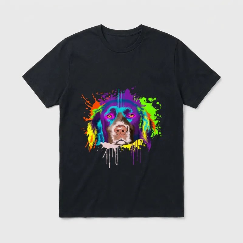 Splash Art Kleiner Münsterländer T-Shirt – Klassisches T-Shirt in Schwarz