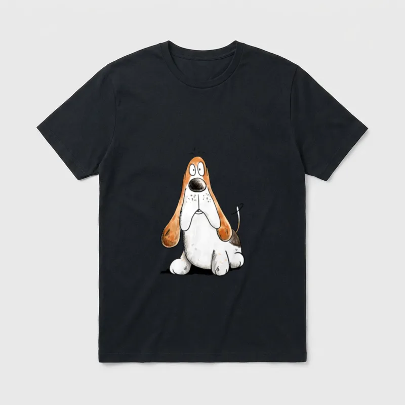 Lustiger Basset Hound Cartoon T-Shirt – Klassisches T-Shirt in Schwarz