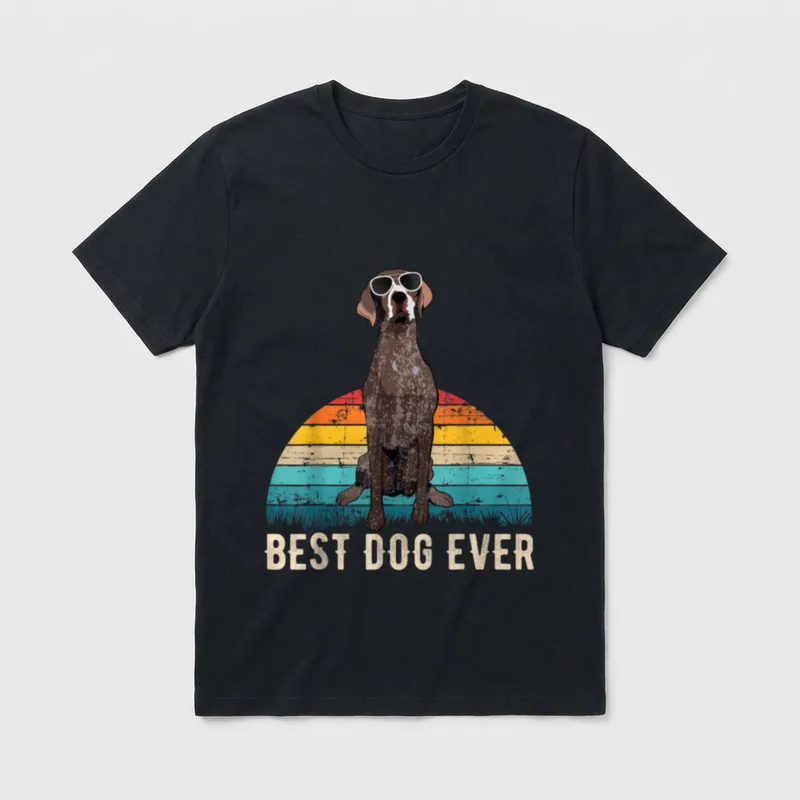 Retro Deutsch Kurzhaar & T-Shirt – Klassisches T-Shirt in Schwarz