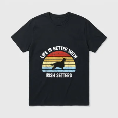 Retro Irish Setter Hundegeschenk T-Shirt – Klassisches T-Shirt in Schwarz