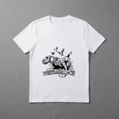 Deutsch Drahthaar Jagdhund Jäger T-Shirt 0107 – Klassisches T-Shirt in Schwarz