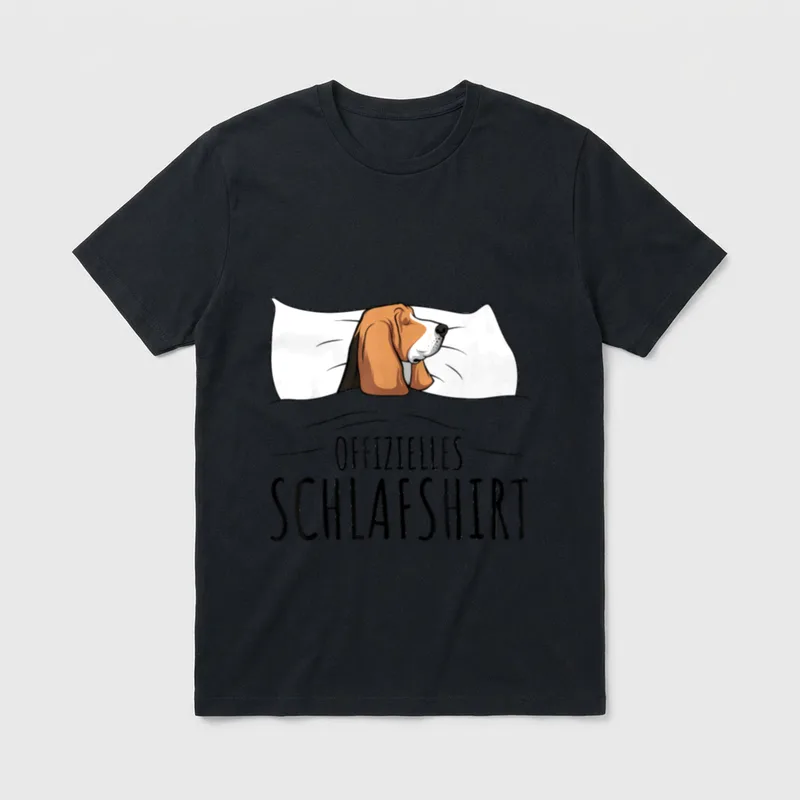 Offizielles Schlafshirt Basset Hound T-Shirt – Klassisches T-Shirt in Schwarz