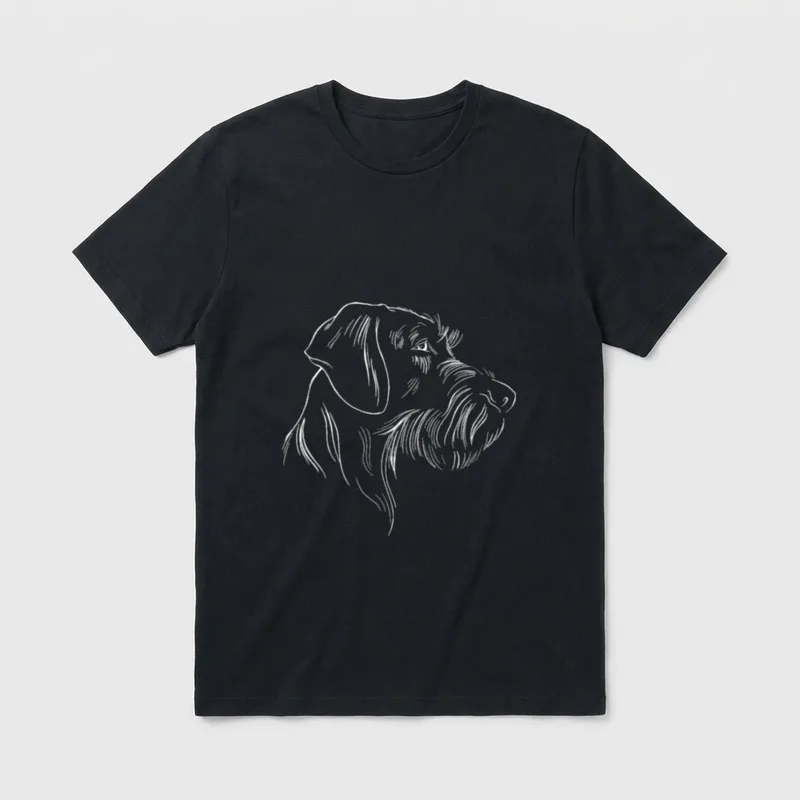 Deutscher Drahthaar Jagdhund Hunde Kopf T-Shirt – Klassisches T-Shirt in Schwarz