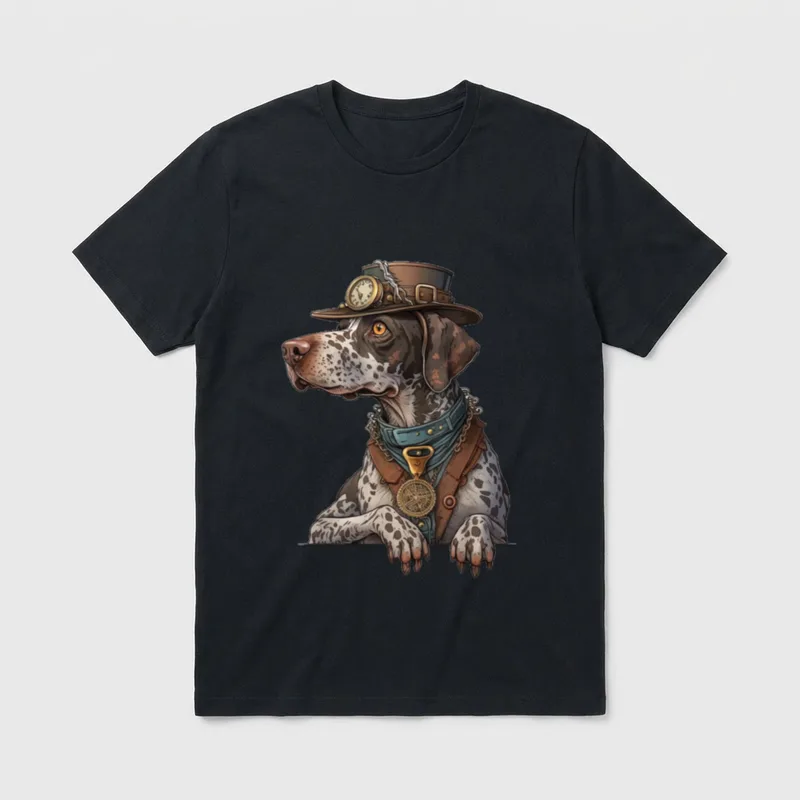 Steampunk Deutsch Kurzhaar Hund T-Shirt – Klassisches T-Shirt in Schwarz