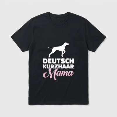 Deutsch Kurzhaar Mama T-Shirt – Weißes Hundeprofil über DEUTSCH KURZHAAR Mama in Pink – Klassisches T-Shirt in Schwarz