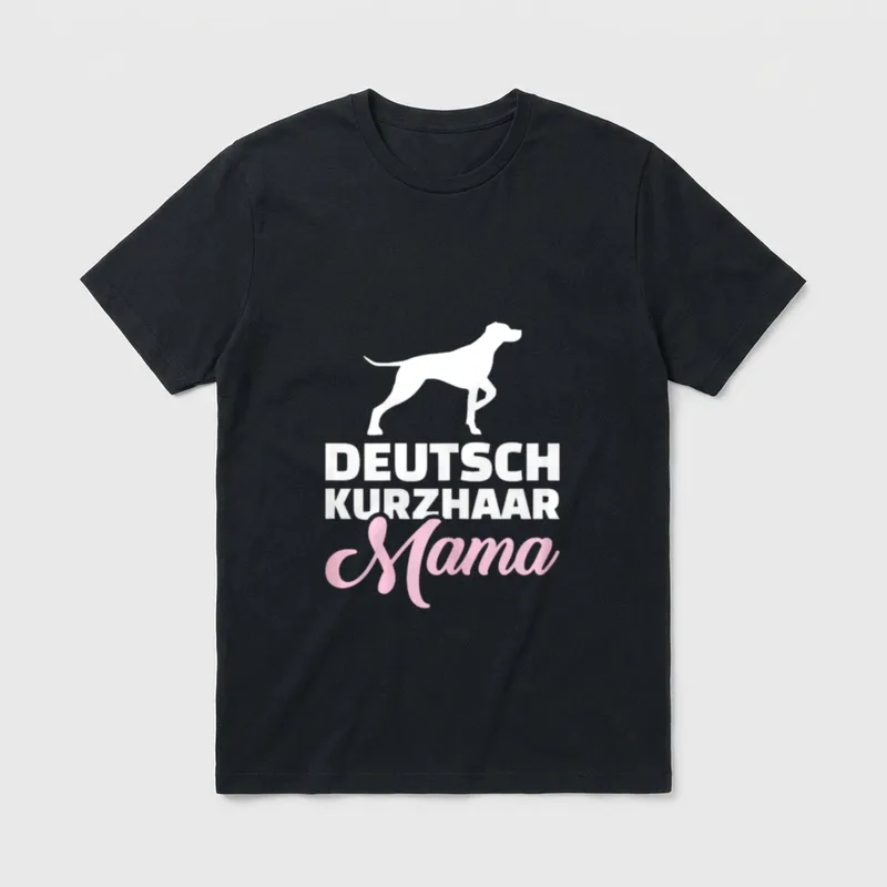 Deutsch Kurzhaar Mama T-Shirt – Weißes Hundeprofil über DEUTSCH KURZHAAR Mama in Pink – Klassisches T-Shirt in Schwarz