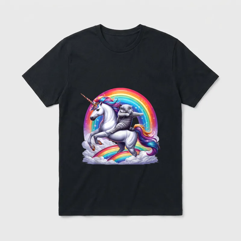 Lustige Katze Regenbogen Dabbing T-Shirt – Klassisches T-Shirt in Schwarz