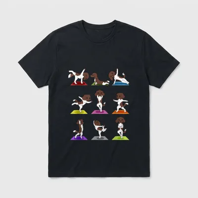 Yoga Hund Münsterländer T-Shirt – Klassisches T-Shirt in Schwarz