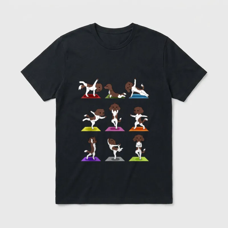 Yoga Hund Münsterländer T-Shirt – Klassisches T-Shirt in Schwarz