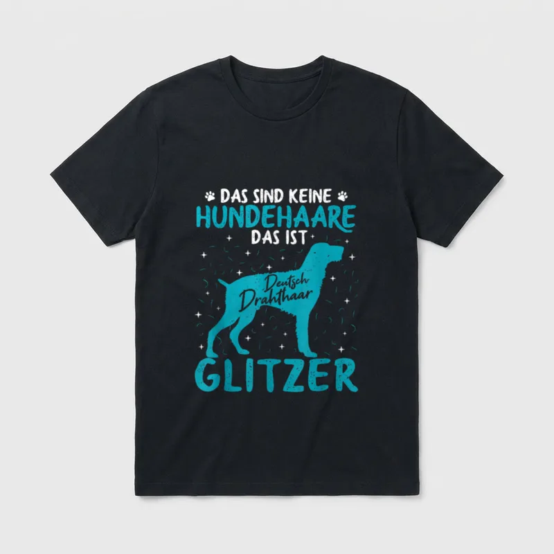 Deutsch Drahthaar Glitzer Hundehaare T-Shirt – Klassisches T-Shirt in Schwarz