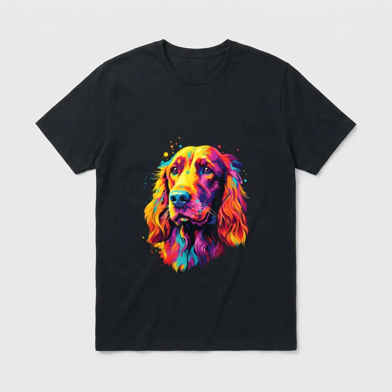Wasserfarben Farbenfroher Irish Setter T-Shirt 0169 – Klassisches T-Shirt in Schwarz
