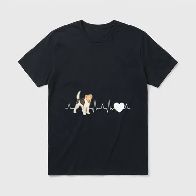 Fox Terrier Herzschlag Drahthaar T-Shirt – Klassisches T-Shirt in Schwarz
