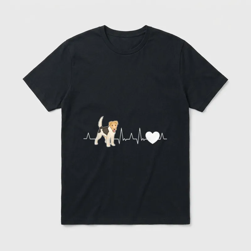 Fox Terrier Herzschlag Drahthaar T-Shirt – Klassisches T-Shirt in Schwarz