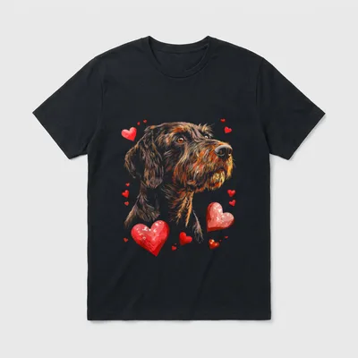 Valentinstag Deutsch Drahthaar Vorstehhund T-Shirt – Klassisches T-Shirt in Schwarz