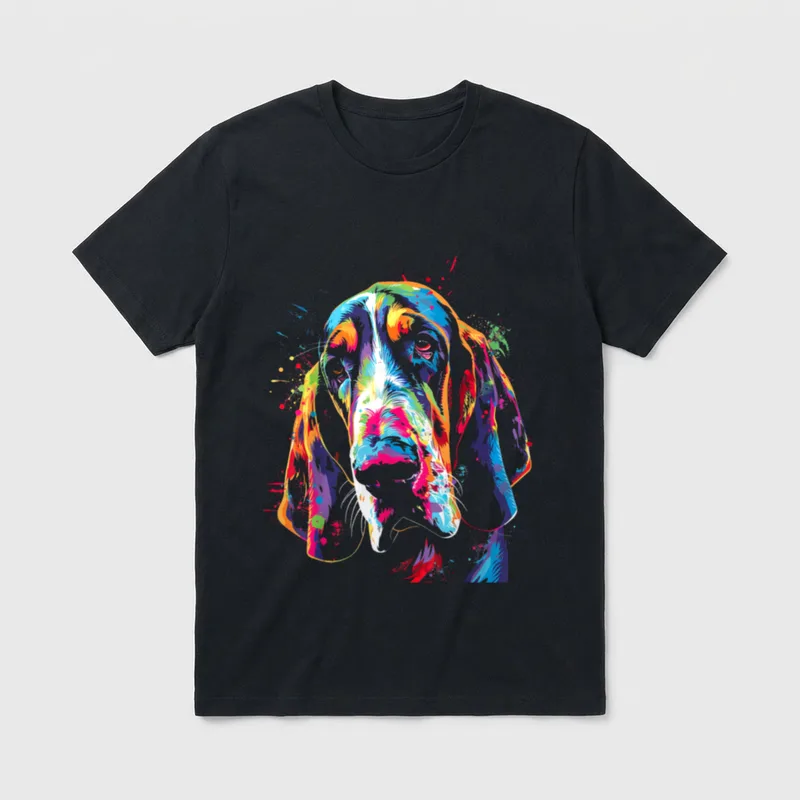 Basset Hound Splash T-Shirt – Klassisches T-Shirt in Schwarz