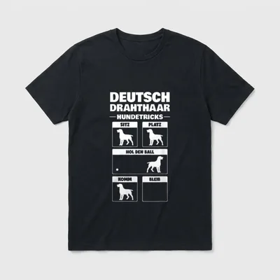 Deutsch Drahthaar Hundetricks Jagdhund T-Shirt – Klassisches T-Shirt in Schwarz