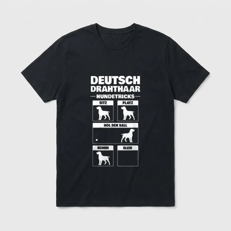 Deutsch Drahthaar Hundetricks Jagdhund T-Shirt – Klassisches T-Shirt in Schwarz