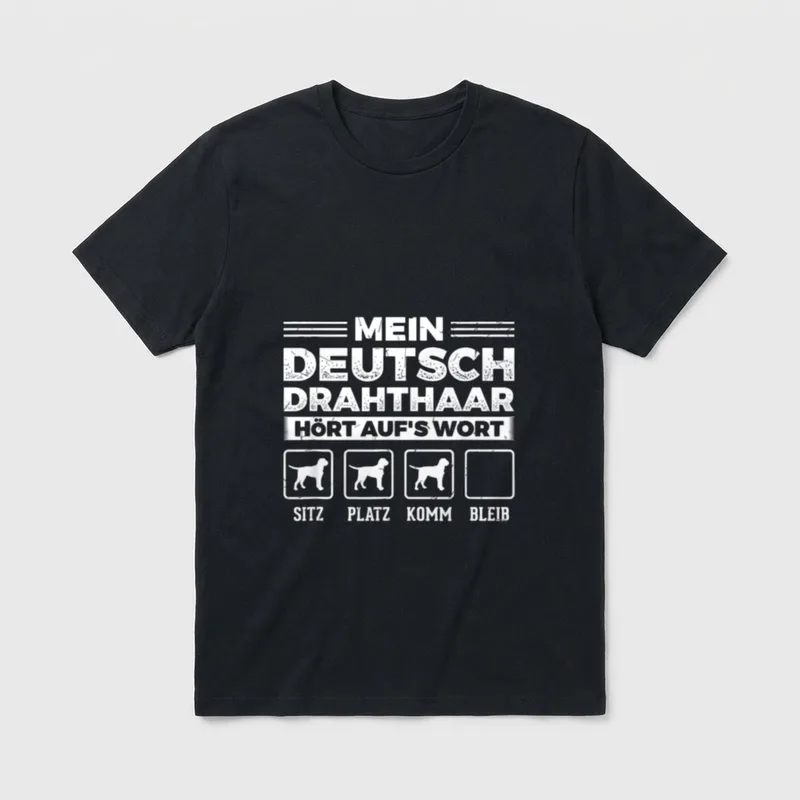 Deutsch Drahthaar Hört Hund T-Shirt – Klassisches T-Shirt in Schwarz