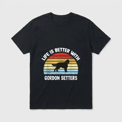 Retro Gordon Setter Hundegeschenk T-Shirt – Klassisches T-Shirt in Schwarz
