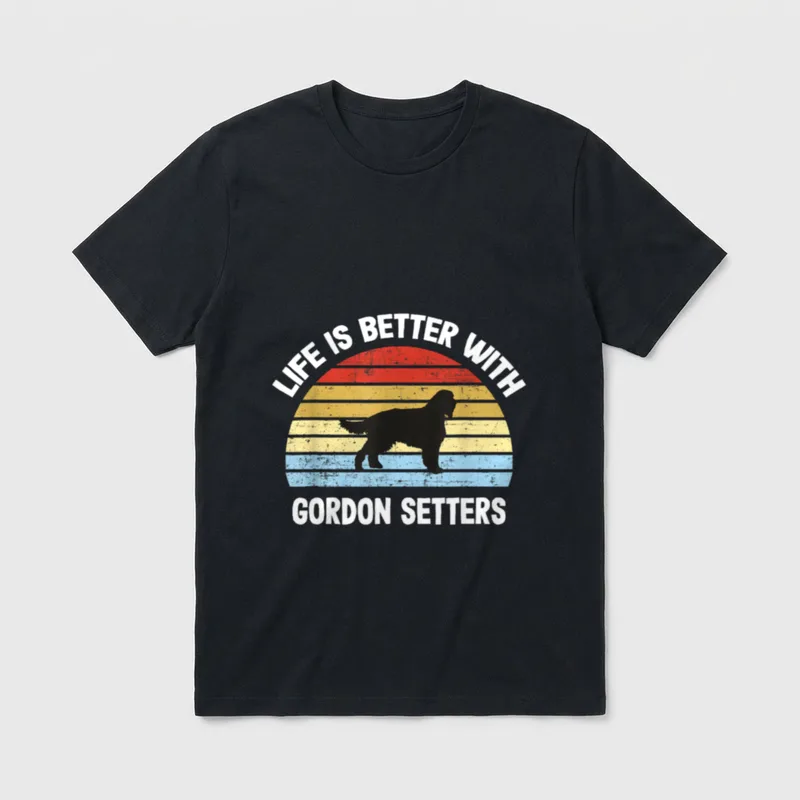 Retro Gordon Setter Hundegeschenk T-Shirt – Klassisches T-Shirt in Schwarz
