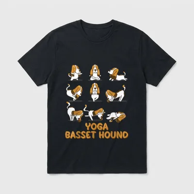 Yoga Basset Hound Haustier T-Shirt – Klassisches T-Shirt in Schwarz