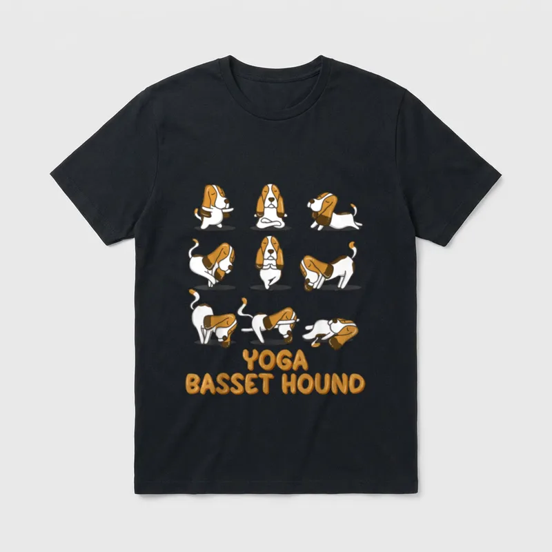 Yoga Basset Hound Haustier T-Shirt – Klassisches T-Shirt in Schwarz