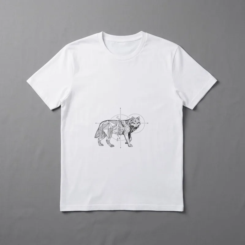 Polygon Art Geometrischer Wolf T-Shirt – Klassisches T-Shirt in Schwarz