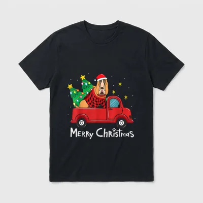 Bloodhound Weihnachten Lustiger Truck T-Shirt – Klassisches T-Shirt in Schwarz