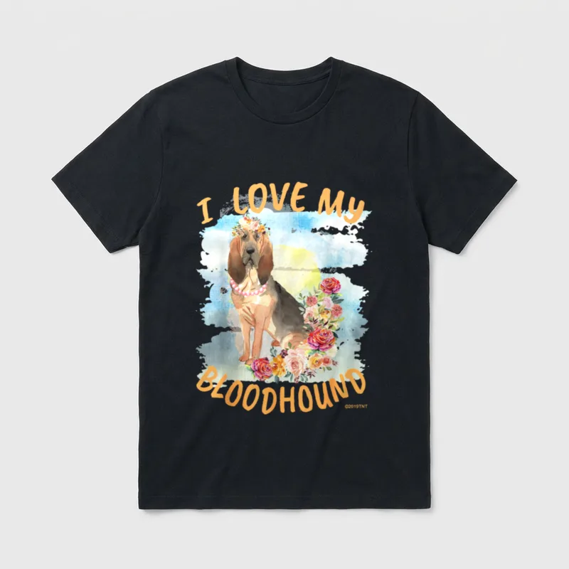 Bloodhound Dog I Love T-Shirt – Klassisches T-Shirt in Schwarz