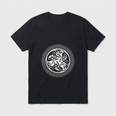Keltische Knoten-Ring-Kunst mit Jagdhunden T-Shirt – Klassisches T-Shirt in Schwarz