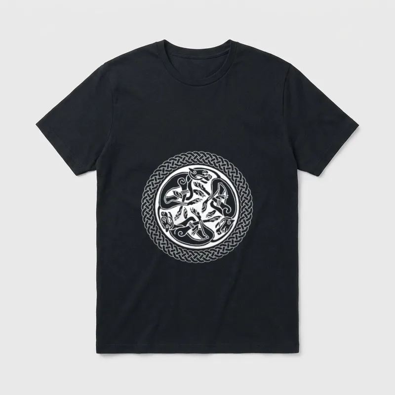 Keltische Knoten-Ring-Kunst mit Jagdhunden T-Shirt – Klassisches T-Shirt in Schwarz