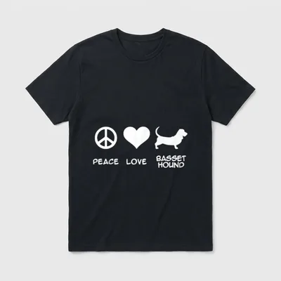 Peace Love Basset Hound T-Shirt – Klassisches T-Shirt in Schwarz